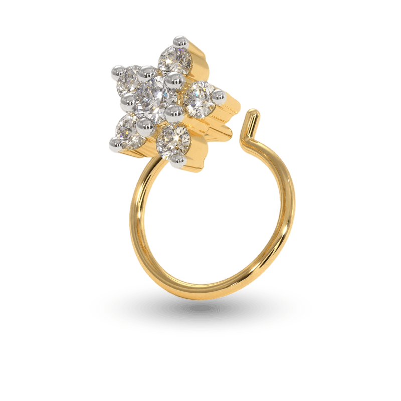 The Geranium Nose Pin Round 6 stone